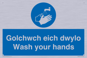 golchwch eich dwylo / wash your hands - safety sign